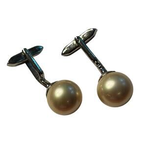 Classic large pearl Cufflinks vintage creamy white rounds elegant men’s jewelry